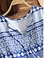 cheap Maxi Dresses-Women&#039;s Maxi long Dress Shift Dress Blue 3/4 Length Sleeve Lace up Print Print V Neck Fall Winter Casual Boho 2022 M L XL XXL 3XL