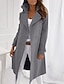 cheap Coats &amp; Trench Coats-Women&#039;s Coat with Pockets Long Coat Gray blue khaki Beige Office / Career Regular Double Breasted Fall Turndown Regular Fit S M L XL XXL XXXL / Solid Color / Winter / V Neck