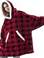cheap Women&#039;s Sleep &amp; Lounge-Women&#039;s Couple&#039;s 1 pc Pajamas Nightgown Hoddie Blanket Plush Simple Comfort Grid / Plaid Pure Color Fleece Home Party Bed Hoodie Warm Gift Long Sleeve Patchwork Fall Winter Pocket Black Gray