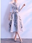 זול שמלות לאם הכלה-גזרת A שמלה לאם הכלה  אלגנטית וינטאג&#039; צווארון גבוה באורך הקרסול תחרה טול חצי שרוול עם אפליקציות 2024