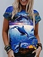 cheap Women&#039;s T-shirts-tops t-shirt for women, jump dolphin animals 3d print loose pullover crew neck short sleeve blouse shirt tee