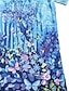 cheap Women&#039;s T-shirts-Women&#039;s Floral Theme Painting T shirt Floral Graphic Print V Neck Basic Tops Blue