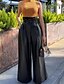 cheap Pants-Women&#039;s Fashion Side Pockets Culottes Wide Leg Chinos Full Length Pants Micro-elastic Casual Daily PU Solid Colored Mid Waist Comfort Loose Black S M L XL XXL
