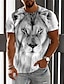 cheap Animal &amp; Muppets-Lion Casual Mens 3D Shirt | White Summer Cotton | Men&#039;S Unisex Tee Graphic Prints Crew Neck Gray 3D Daily Holiday Short Sleeve Clothing Apparel Designer Big And