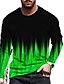 cheap Men&#039;s 3D T-shirts-Men&#039;s Unisex T shirt 3D Print Color Block Graphic Prints Crew Neck Daily Holiday Print Long Sleeve Tops Casual Designer Big and Tall Green Red