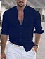cheap Men&#039;s Casual Shirts-Men&#039;s Shirt Solid Color Collar Street Daily Casual Long Sleeve Tops Cotton Lightweight Casual Fashion Comfortable Breathable Blue White Black Holiday Vacation Beach Summer Shirts