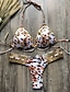 abordables Conjuntos de bikini-Mujer Normal Bañadores Bikini 2 piezas Traje de baño Espalda Abierta Cortado Sexy Leopardo Bloque de color Con Tirantes Vacaciones Sensual Trajes de baño