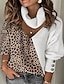 cheap Sweaters-Women&#039;s Pullover Sweater Jumper Ribbed Knit Button Thin V Neck Leopard Daily Going out Stylish Casual Drop Shoulder Winter Fall Black Blue S M L