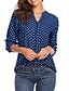 cheap Blouses &amp; Shirts-Women&#039;s Blouse Shirt Blue Pink Yellow Print Polka Dot Daily Weekend Long Sleeve V Neck Streetwear Regular S