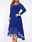 cheap Party Dresses-A-Line Cocktail Dresses Plus Size Dress Party Wear Wedding Guest Ankle Length Long Sleeve Jewel Neck Spandex with Lace Insert Pure Color 2023