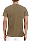 cheap Men&#039;s Clothing-Men&#039;s T shirt T-shirt Sleeve Basic Henley Medium Spring &amp; Summer Black Khaki White
