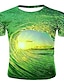 billige nautiske-Herre T-shirt Grafisk Galakse 3D Rund hals Lysegrøn Marineblå Lysebrun Mørkegrøn Lys Lilla 3D-udskrivning Plusstørrelser Afslappet Daglig Kortærmet Trykt mønster Tøj