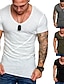 cheap Men&#039;s Clothing-men&#039;s  solid color short-sleeved t-shirt diagonal stripes stitching v-neck slim t-shirt
