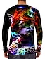cheap Men&#039;s 3D Tee-Men&#039;s Unisex T shirt Tee Tiger Graphic Prints Crew Neck Black 3D Print Daily Holiday Long Sleeve Print Clothing Apparel Designer Casual Big and Tall