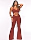 cheap Two Piece Set-Women&#039;s Sexy Streetwear Plain Casual Vacation Two Piece Set Strap Wide leg pants Bell bottoms Crop Top Tank Top Camis Backless Ruched Drawstring Tops