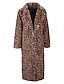 cheap Furs &amp; Leathers-Women&#039;s Faux Fur Coat Fall Winter Street Daily Maxi Coat Windproof Warm Regular Fit Jacket Long Sleeve Leopard Khaki