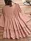 preiswerte Hemden-Damen Hemd Spitzenbluse Leinen-inspirierte Hemden Bluse Einfarbig Basic Lässig Dreiviertelarm V Ausschnitt Normale Oberteile Täglich Spitze Knöpfe Weiß Rosa Grün Dunkelblau Sommer Frühling Herbst