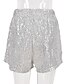 cheap Women&#039;s Pants-Women&#039;s Fashion Novelty Shorts Short Pants Micro-elastic Club Weekend Sparkly Mid Waist Comfort Silver S M L XL