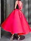 billige Cocktailkjoler-boldkjole farveblok celebrity style elegant gallakjole formel aften fødselsdagskjole rød grøn kjole højhalset ærmeløs ankellang satin med sløjfe(r) 2024