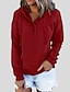 cheap Women&#039;s Hoodies &amp; Sweatshirts-Women&#039;s Hoodie Pullover Button Up Hoodie Solid Color Plain Casual Daily Drawstring Wine Red Black Blue Casual Hooded Long Sleeve Spring Fall &amp; Winter