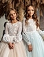 זול שמלות לילדות פרחים-נסיכה עד הריצפה שמלה לנערת הפרחים  יום הולדת שמלת נשף חמודה פוליאסטר עם אפליקציות מתאים 3-16 שנים