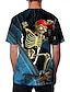cheap Men&#039;s 3D T-shirts-Men&#039;s Unisex T shirt 3D Print Graphic Prints Skull Skeleton Crew Neck Daily Holiday Print Short Sleeve Tops Casual Designer Big and Tall Blue