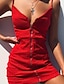 cheap Tank Dresses-Women&#039;s Sheath Dress Mini Dress Black White Red Sleeveless Pure Color Zipper Spring Summer Spaghetti Strap Stylish Party 2022 XS S M L XL XXL 3XL