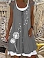 お買い得  プリントドレス-女性用 シフトドレス ミニドレス ブラック ネイビーブルー グレー 半袖 フラワー レース 春 夏 クルーネック ベーシック 2023年 S M L XL XXL XXXL