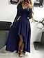cheap Party Dresses-A-Line Prom Dresses Elegant Dress Asymmetrical Long Sleeve V Neck Fall Wedding Guest Polyester with Pure Color 2024