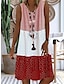 cheap Print Dresses-Women&#039;s Shift Dress Color Block Print Crew Neck Midi Dress Daily Sleeveless Summer Spring