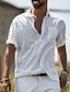 cheap Men&#039;s Casual Shirts-Men&#039;s Shirt Solid Color Collar Street Daily Short Sleeve Tops Cotton Simple Lightweight Casual Nostalgic White