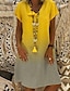 Χαμηλού Κόστους Print Φορέματα-Γυναικεία Φόρεμα ριχτό Διαβάθμιση χρώματος Στάμπα Λαιμόκοψη V Μίντι φόρεμα Βασικό Καθημερινό Καθημερινά Κοντομάνικο Κανονικό Κίτρινο Ρουμπίνι Βαθυγάλαζο Καλοκαίρι Άνοιξη Τ M L XL XXL
