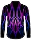cheap Men&#039;s 3D Shirts-Men&#039;s Shirt 3D Print Flame Turndown Daily Holiday 3D Print Button-Down Long Sleeve Tops Casual Fashion Breathable Blue Purple Red