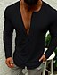 cheap Men&#039;s Casual T-shirts-Men&#039;s T shirt Tee Shirt Solid Color Collar Casual Daily Button-Down Long Sleeve Tops Lightweight Fashion Muscle Big and Tall White Black Wine