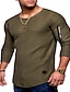 cheap Men&#039;s Tees &amp; Tank Tops-Men&#039;s T shirt Tee Solid Colored Crew Neck Plus Size Casual Daily Long Sleeve Zipper Regular Fit Tops Cotton Basic Muscle White Black Gray