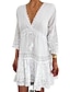 cheap Casual Dresses-Women&#039;s Shift Dress Mini Dress Black White Pink Floral 3/4 Length Sleeve Summer Spring Print Vacation V Neck 2023 S M L XL XXL 3XL 4XL