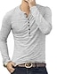 hesapli Erkek Günlük Tişörtleri-Erkek Henley Gömlek T gömlek Tek Renk Henley Cadde Günlük Uzun Kollu Üstler Temel Günlük Klasik Kas Yonca Siyah Havuz