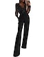 voordelige formele jumpsuits-dames jumpsuit mesh pailletten effen kleur v-hals elegant feest prom regular fit lange mouw zwart sml lente