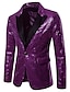cheap Men&#039;s Blazers-Men&#039;s Blazer Performance Cocktail Party Punk Fashion Spring Fall Sequin Solid Color Pocket Shining Single Breasted One-button Blazer Silver Black Red Blue