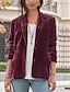cheap Women&#039;s Blazer&amp;Suits-Women&#039;s Casual Blazer Velvet Casula Jacket Lapel Collar with Pockets Fall Party Jacket Winter Christmas Regular Fit Warm Stylish Vintage Style Classic Style Jacket Long Sleeve Solid Color Pure Color