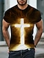 お買い得  男性の 3d t シャツ-男性用 Tシャツ クリスチャンTシャツ グラフィック 十字架 クルーネック ブラック 3Dプリント 日常 スポーツ 半袖 プリント 衣類 デザイナー クラシック カジュアル 大きくて背が高い