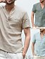 cheap Men-100% Cotton men‘s v-neck men‘s t-shirt flax loose undershirt solid color short-sleeved cotton  linen t-shirt men‘s casual hair