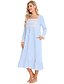 cheap Women&#039;s Sleep &amp; Lounge-Women&#039;s 1 pc Pajamas Nightgown Simple Comfort Pure Color Polyester Home Party Daily Square Neck Gift Long Sleeve Basic Fall Winter Pocket White Blue