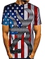 cheap Men&#039;s 3D Tee-Men&#039;s Shirt T shirt Tee Tee Graphic Skull American Flag Independence Day Round Neck Blue Rainbow Red 3D Print Plus Size Party Daily Short Sleeve Print Clothing Apparel Exaggerated