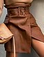 cheap Women&#039;s Skirts-Women&#039;s Fashion Short Skirts Club Weekend PU Solid Colored Split Brown S M L