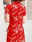 levne Party šaty-dámské svatební šaty pro hosty společenské šaty silvestrovské šaty bodycon pouzdrové šaty šaty cheongsam minišaty černá růžová červená krátký rukáv květinový rozštěp jaro léto