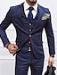 cheap Suits-Dark Navy Men&#039;s Wedding Special Occasion Valentine&#039;s Day Suits Checkered 3 Piece Standard Fit Single Breasted One-button 2024
