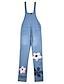 رخيصةأون أفرول للنساء-نسائي شاملة جيب طباعة ورد كاجوال مناسب للبس اليومي مناسب للخارج عادي بدون كم أزرق رمادي أزرق فاتح S M L
