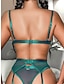 cheap Sexy Bodies-Women&#039;s Sexy Bodies Garter Lingerie Set 3 Pieces Pure Color Fashion Sexy Uniforms See Through Home Daily Bed Polyester Breathable Straps Sleeveless Backless Hole Spring Summer Green Black