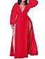 cheap Plus Size Dresses-Women&#039;s Plus Size Solid Color Swing Dress Split V Neck Long Sleeve Sexy Spring Summer Daily Vacation Maxi long Dress Dress